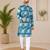 Blue color digital print with chikankari embroidery work rayon men's kurta payjama set
