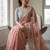Peach georgette embroidered  with thread work