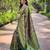 Green art silk printed  with floral print