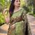 Green art silk printed  with floral print
