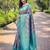 Sea green art silk printed  with floral print