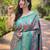 Sea green art silk printed  with floral print