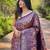 Purple art silk printed  with LEAF print