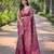 Rani pink art silk printed  with LEAF print