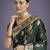 green silk blend banarasi jacuard work saree with unstitched blouse piece