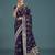 plum silk blend banarasi jacuard work saree with unstitched blouse piece