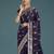 plum silk blend banarasi jacuard work saree with unstitched blouse piece
