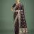 maroon silk blend banarasi jacuard work saree with unstitched blouse piece