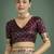 maroon silk blend banarasi jacuard work saree with unstitched blouse piece