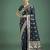 blue silk blend banarasi jacuard work saree with unstitched blouse piece