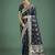 blue silk blend banarasi jacuard work saree with unstitched blouse piece