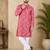 Pink color digital print with chikankari embroidery work rayon men's kurta payjama set