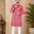 Pink color digital print with chikankari embroidery work rayon men's kurta payjama set