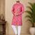 Pink color digital print with chikankari embroidery work rayon men's kurta payjama set