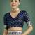 blue silk blend banarasi jacuard work saree with unstitched blouse piece