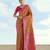 yellow pink silk blend banarasi jacuard work saree with unstitched blouse piece