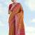 yellow pink silk blend banarasi jacuard work saree with unstitched blouse piece