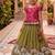 Kids moss satin elephant motif cutdana work lehenga with zari silk peplum blouse