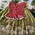Kids moss satin elephant motif cutdana work lehenga with zari silk peplum blouse