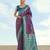 wine silk blend banarasi jacuard work saree with unstitched blouse piece