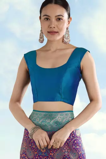 wine silk blend banarasi jacuard work saree with unstitched blouse piece
