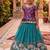Kids moss satin elephant motif cutdana work lehenga with zari silk peplum blouse