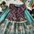 Kids moss satin elephant motif cutdana work lehenga with zari silk peplum blouse