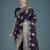 plum silk blend banarasi jacuard work saree with unstitched blouse piece