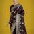 Maroon silk blend jacuard work saree with unstitched blouse piece