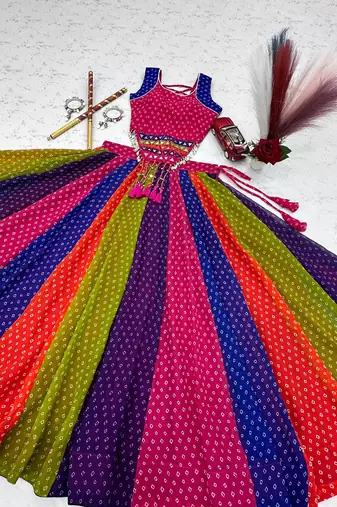 GEORGETTE COTTON HANDWORK REAL CODI NAVRATRI  LEHNGHA CHOLI