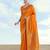 orange silk blend banarasi jacuard work saree with unstitched blouse piece