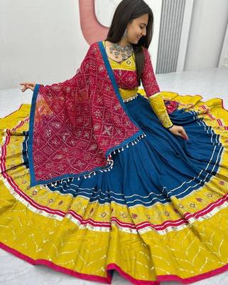 REYON COTTON EMBROIDERY THRED WORK NAVRATRI LEHNGHA CHOLI 2