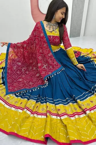 REYON COTTON EMBROIDERY THRED WORK NAVRATRI LEHNGHA CHOLI