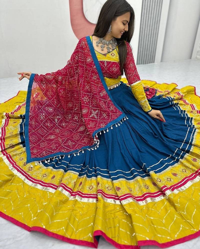 REYON COTTON EMBROIDERY THRED WORK NAVRATRI LEHNGHA CHOLI