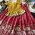 Kids moss satin elephant motif cutdana work lehenga with zari silk peplum blouse