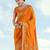 orange silk blend banarasi jacuard work saree with unstitched blouse piece