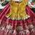 Kids moss satin elephant motif cutdana work lehenga with zari silk peplum blouse