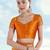 orange silk blend banarasi jacuard work saree with unstitched blouse piece