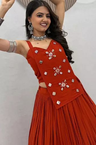 COTTON FABRIC HANDWORK REAL CODI NAVRATRI  LEHNGHA CHOLI