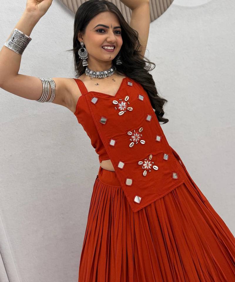 COTTON FABRIC HANDWORK REAL CODI NAVRATRI  LEHNGHA CHOLI