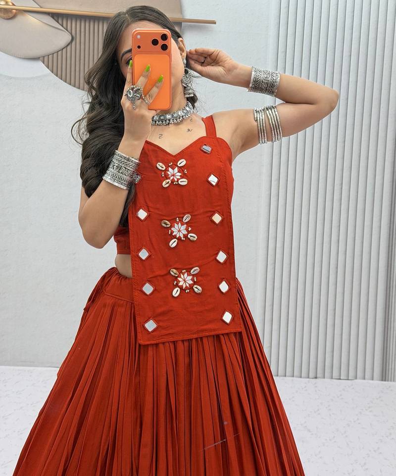 COTTON FABRIC HANDWORK REAL CODI NAVRATRI  LEHNGHA CHOLI
