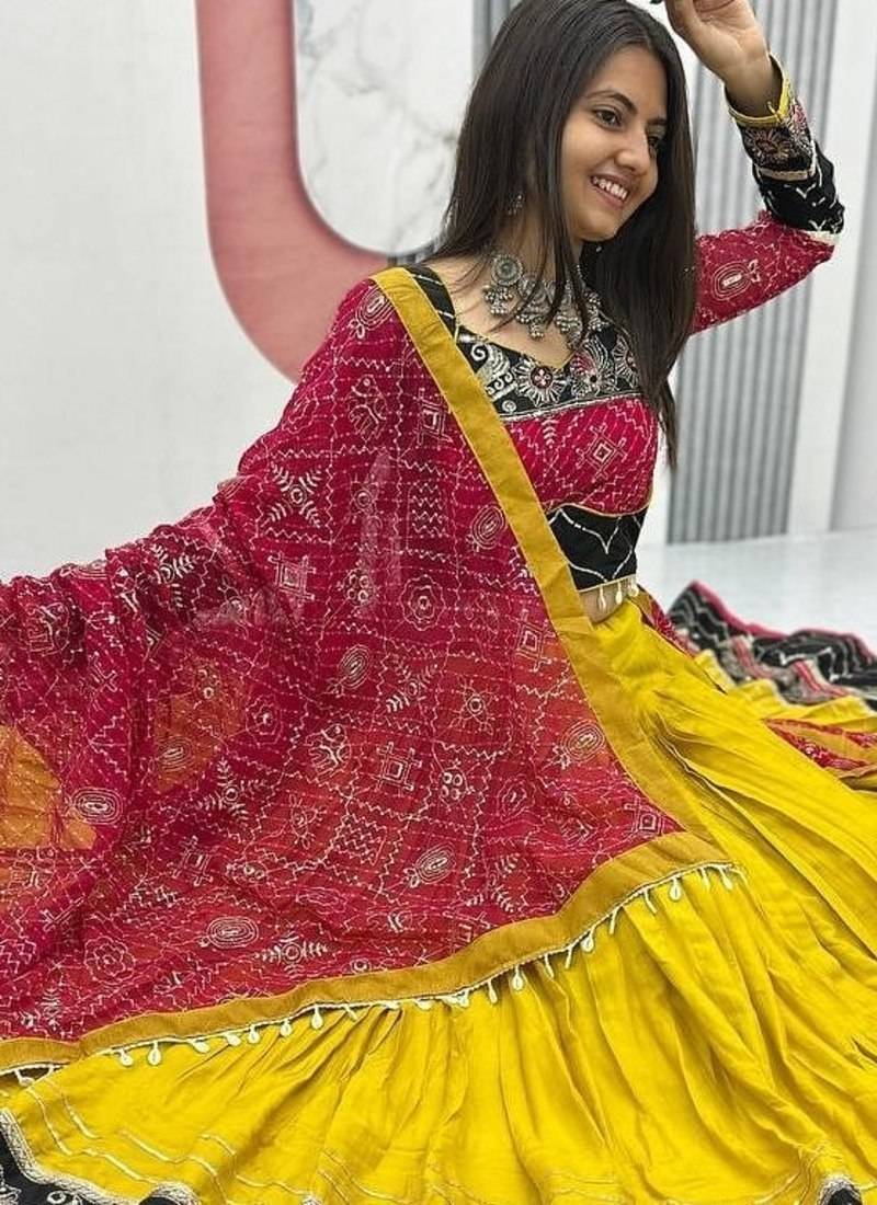 REYON COTTON EMBROIDERY THRED WORK NAVRATRI LEHNGHA CHOLI