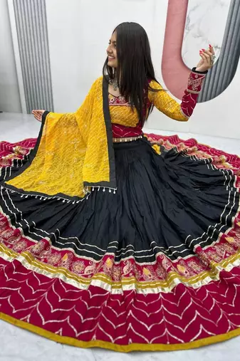 REYON COTTON EMBROIDERY THRED WORK NAVRATRI LEHNGHA CHOLI