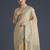 cream silk blend banarasi jacuard work saree with unstitched blouse piece