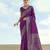 purple silk blend banarasi jacuard work saree with unstitched blouse piece
