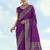 purple silk blend banarasi jacuard work saree with unstitched blouse piece