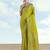 Parrot green banarasi silk blend jacuard work saree with unstitched blouse piece