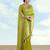 Parrot green banarasi silk blend jacuard work saree with unstitched blouse piece