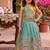 Seagreen viscose tissue with animal embroidered lehenga choli set for kids