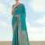 Rama banarasi silk blend jacuard work saree with unstitched blouse piece